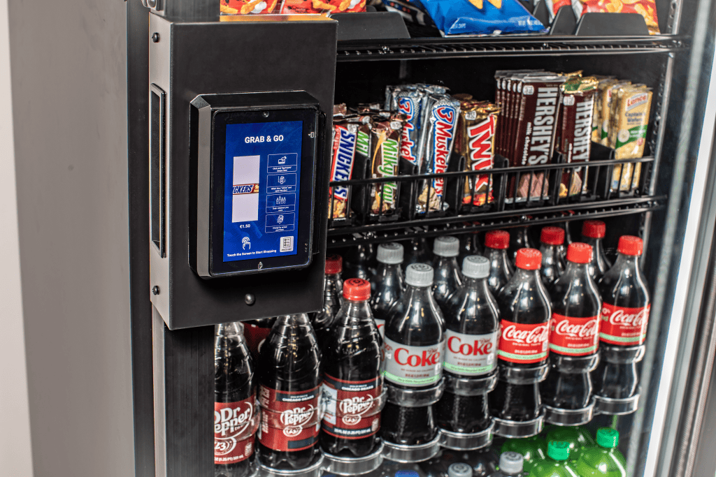 Vending machine with drinks and snacks